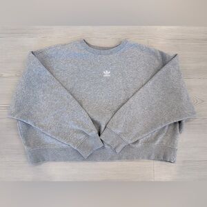 Adidas crew neck crop top loose fleece sweater